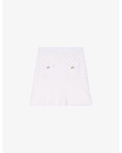 Maje Textured Knitted Mini Skirt - White