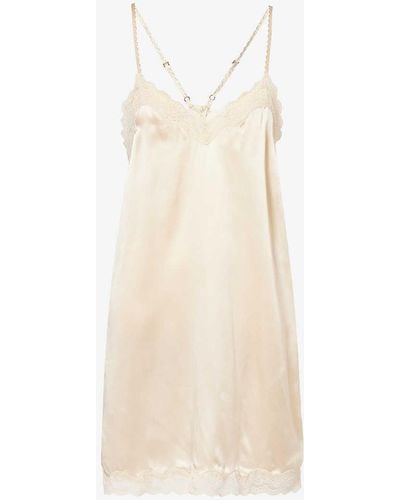 Love Stories Willow Lace-trim Silk Slip Dress - White