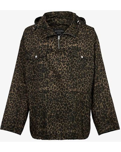 AllSaints Punta Oversized Leopard-print Woven Jacket - Multicolour