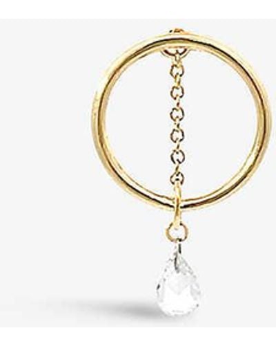 The Alkemistry Halo 18ct Yellow-gold And 0.10ct Pear-cut Diamond Single Earring - White