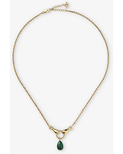 Missoma Harris Reed X In Good Hands Recycled 18ct Yellow -plated Brass, Pearl And Malachite Pendant Necklace - Metallic