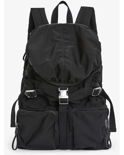 AllSaints Ren Logo-patch Drawstring Recycled-polyester Backpack - Black