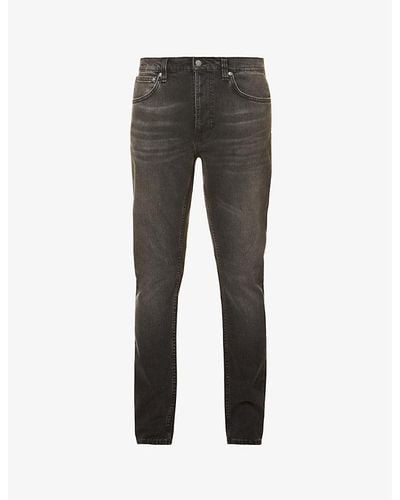Nudie Jeans Lean Dean Slim-fit Mid-rise Stretch-denim Tapered Jeans - Grey