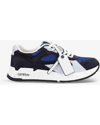 Off-White c/o Virgil Abloh Kick Off Tag-embellished Leather Low-top Trainers - Blue