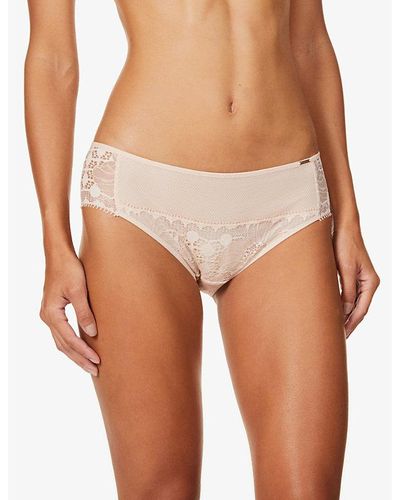 Chantelle Day To Night Mid-rise Lace And Jersey Briefs - Natural