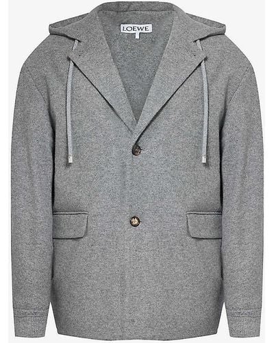 Loewe Notched-lapel Relaxed-fit Wool And Cashmere-blend Jacket - Grey