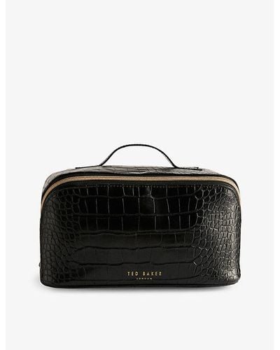 Ted Baker Haanas Croc-texture Faux Patent-leather Washbag - Black