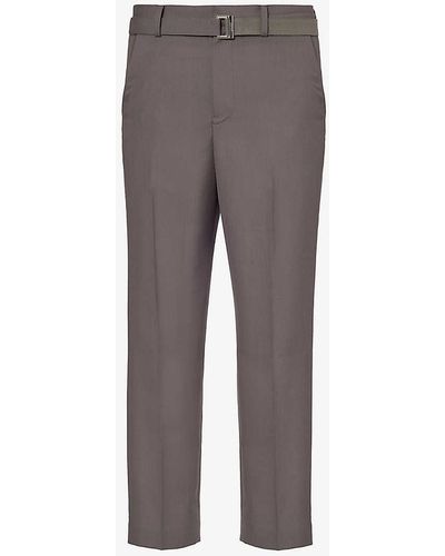 Sacai Straight-leg Mid-rise Woven Trousers - Grey