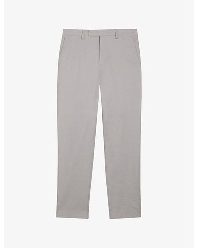 Ted Baker Felixt Straight-leg Slim-fit Stretch-cotton Pants - Grey