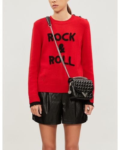 Zadig & Voltaire Delly 'rock & Roll' Slogan Cashmere Sweater - Red