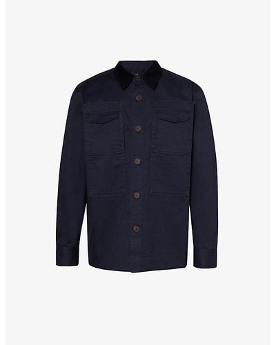 Barbour Faulkner Corduroy-collar Cotton-twill Overshirt - Blue