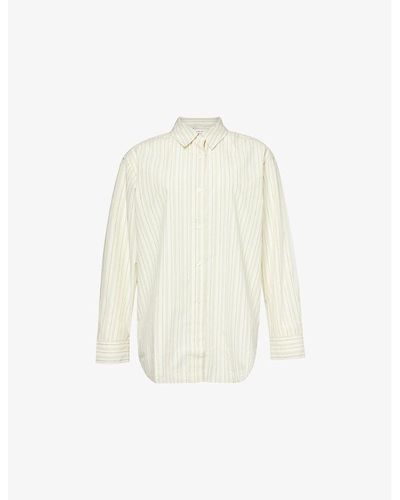 Samsøe & Samsøe Salovar Striped Relaxed-fit Cotton-blend Shirt - White