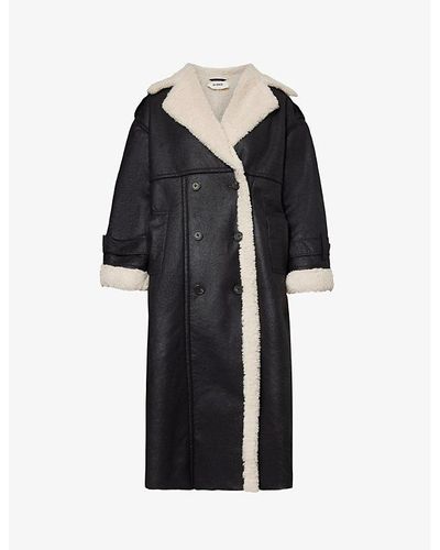 4th & Reckless Yessica Teddy-trimmed Faux Suede Coat - Black