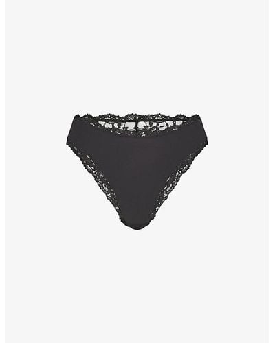 Skims Fits Everybody Lace-embroidered Stretch-woven Briefs - Black