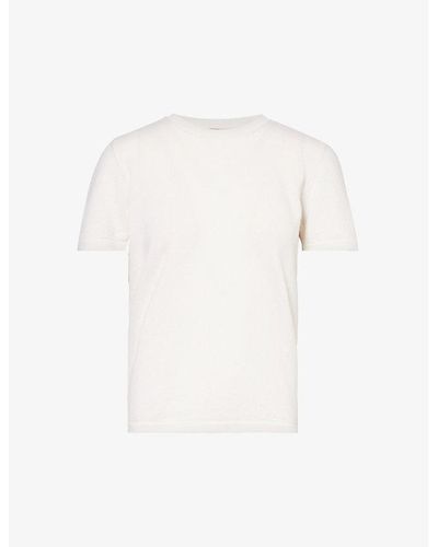 Barrie X Sofia Coppola Round-neck Cashmere And Silk-blend T-shirt - White