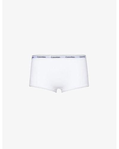 Calvin Klein Modern Branded-waistband Stretch-cotton Briefs - White