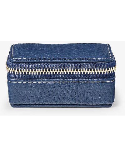 Aspinal of London Unisex Logo-embossed Small Leather Travel Jewellery Case - Blue