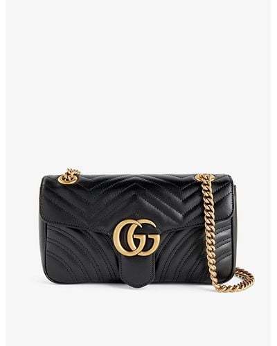 Gucci Marmont Quilted Leather Shoulder Bag - Black