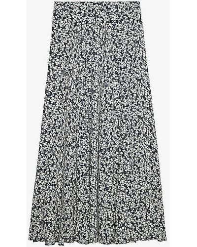 Zadig & Voltaire Joyo Floral-print Woven Maxi Skirt - Grey