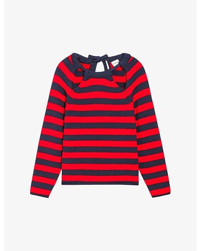 Claudie Pierlot Striped Cotton-blend Sweater - Red