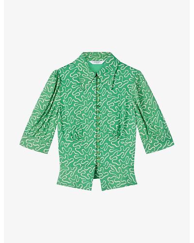 LK Bennett Elise Spot Regular-fit Woven Shirt - Green