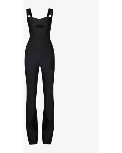House Of Cb Yasmeen Paneled Stretch-woven Jumpsuit - Black
