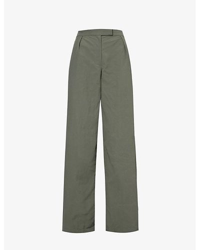 Conner Ives Wide-leg Mid-rise Recycled-polyamide Trouser - Green