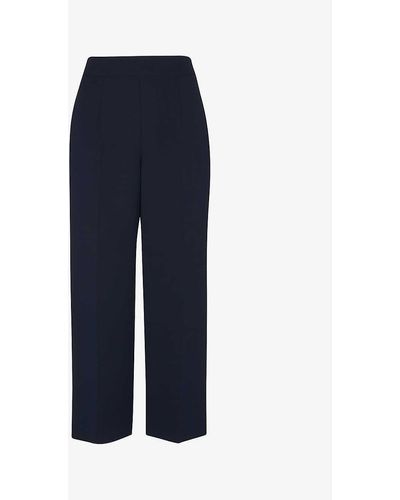 Whistles Fluid Wide-leg Cropped Trousers - Blue