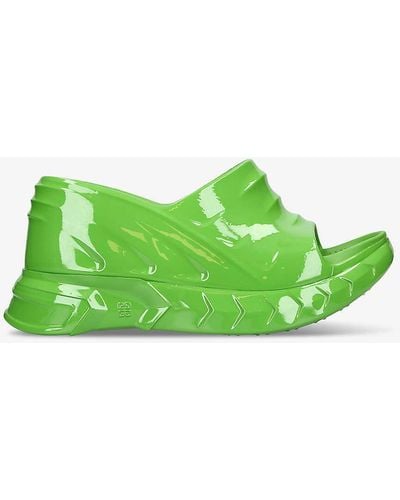 Givenchy Marshmallow Chunky-sole Patent-rubber Wedge Mules - Green
