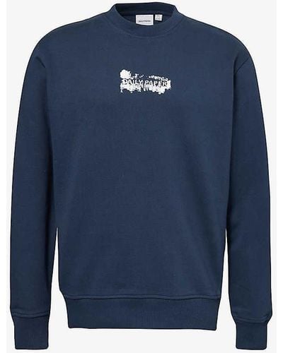 Daily Paper Scratch Branded-print Cotton-jersey Sweatshirt X - Blue