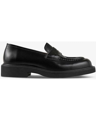 Sandro Logo-debossed Chunky-sole Leather Loafers - Black