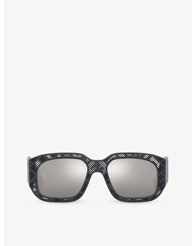 Fendi Fe40113i Shadow Rectangle-frame Acetate Sunglasses - Gray