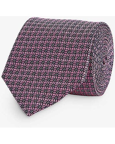 Lanvin Graphic-print Silk Tie - Purple