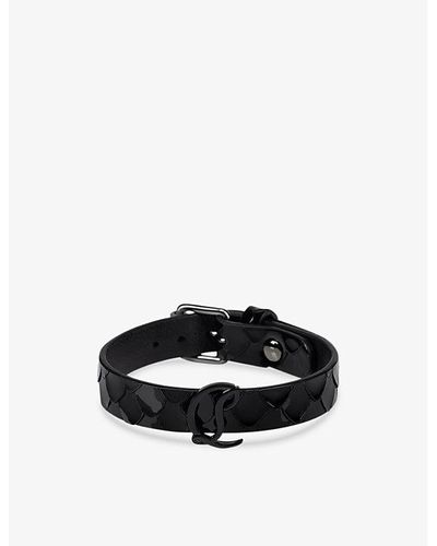 Christian Louboutin Logo-buckle Leather Bracelet - Black