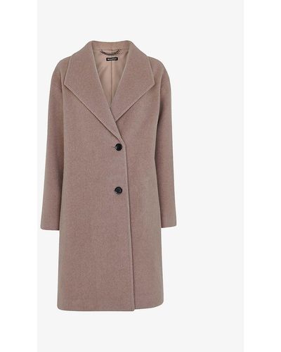 Whistles Wide Collar Relaxed-fit Wool Blend Coat - Brown