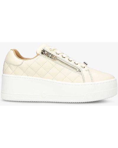 Carvela Kurt Geiger Connected Zip Leather Low-top Trainers - Natural