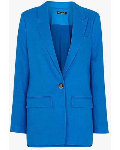 Whistles Lucy Relaxed-fit Linen Blazer - Blue