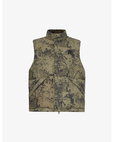 Represent Uflage-pattern Funnel-neck Shell-down Gilet X - Green