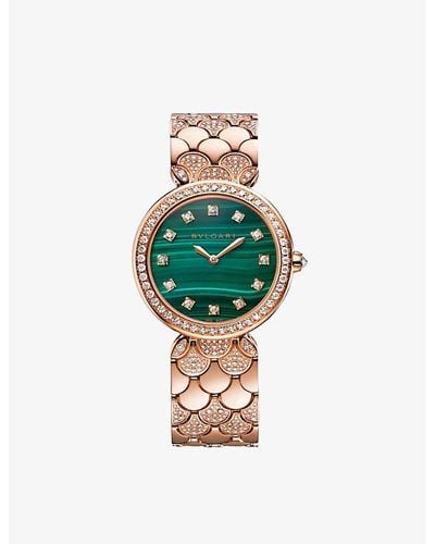 BVLGARI Dvp33malpgd12 Divina 18ct Rose-gold And 2.69ct Diamond Quartz Watch - Green
