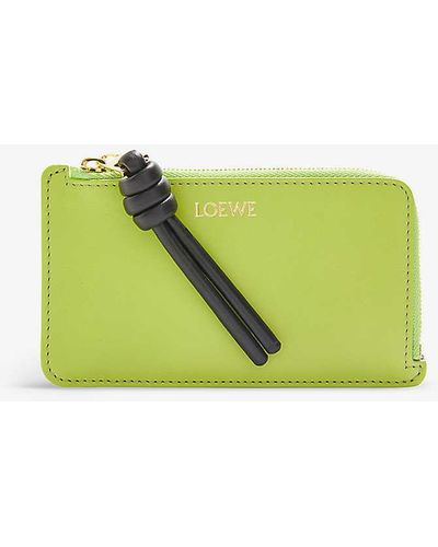 Loewe Knot Leather Card Holder - Green