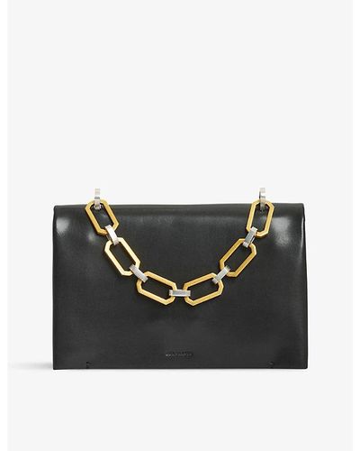 AllSaints Yua Removable-chain Leather Clutch Bag - Black
