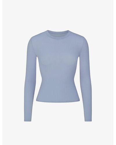 Womens Skims blue Cotton-Blend Long-Sleeved T-Shirt