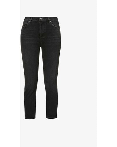 Agolde Riley High-rise Straight-leg Stretch Organic-cotton-blend Denim Jeans - Black