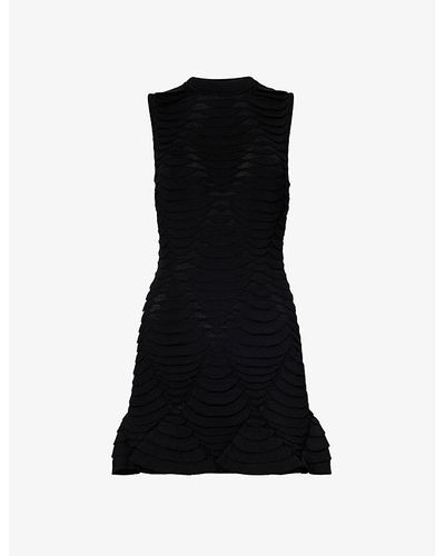 Alaïa Python Textured Flared-hem Knitted Mini Dress - Black