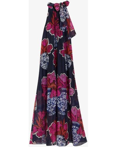 Ted Baker Kinosei Floral-print Chiffon Maxi Dress - Purple