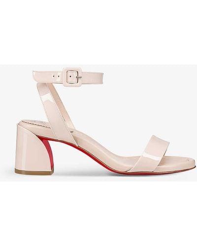 Christian Louboutin Miss Sabina 55 Patent-leather Heeled Sandals - Natural