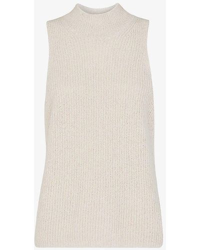 Whistles High-neck Knitted Cotton-blend Top X - White