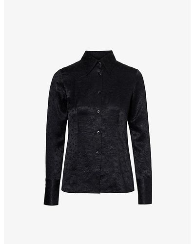 Song For The Mute Floral-jacquard Slim-fit Woven Shirt - Black