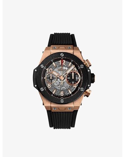 Hublot 5z4mr0 Big Bang Unico 18kt Rose Gold Sapphire Crystal Watch - Black