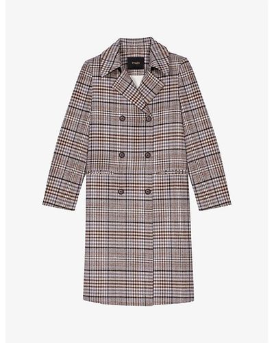 Maje Checked Double-breasted Woven Coat - Multicolor